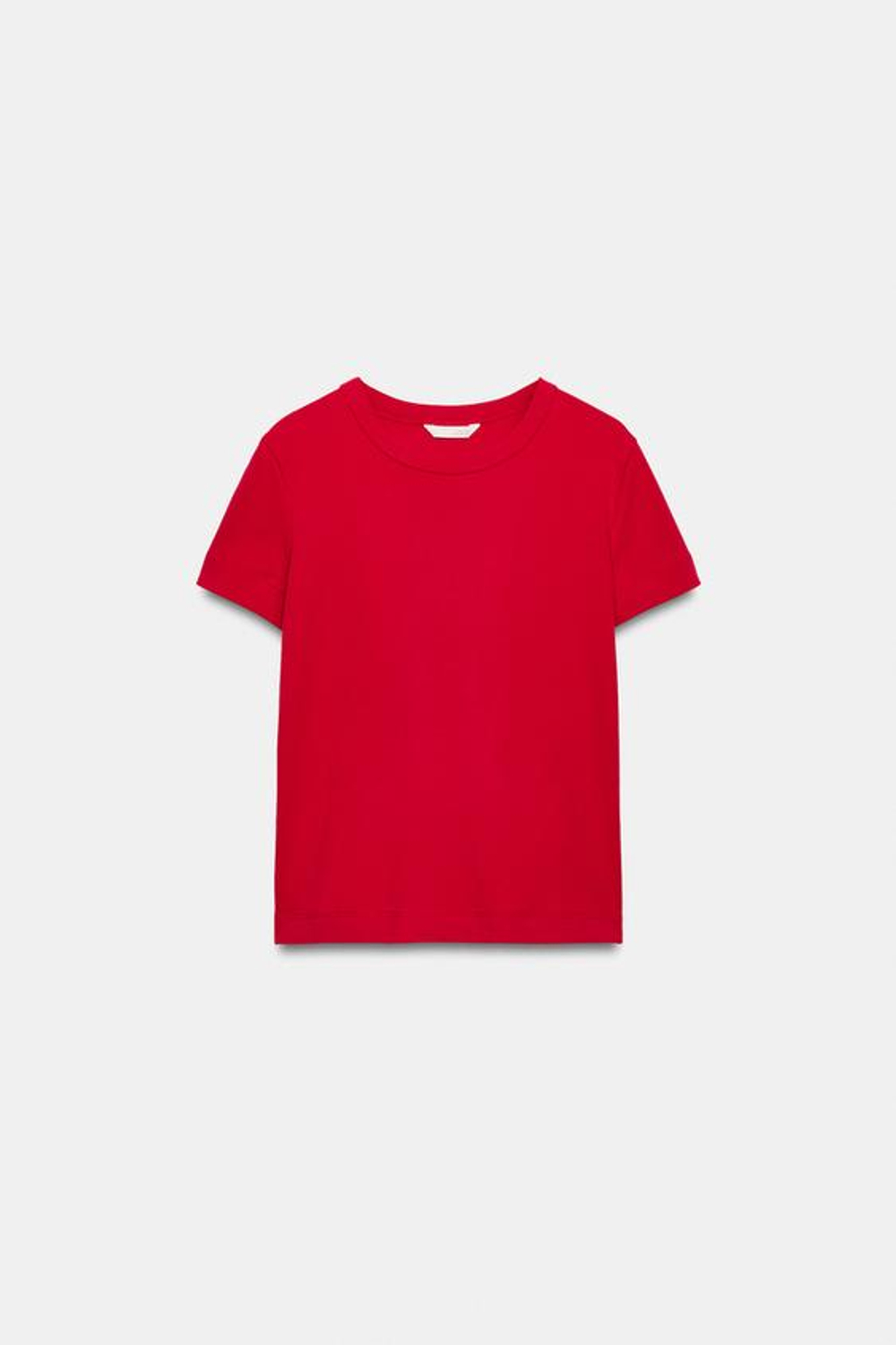 ZARA ФУТБОЛКА INTERLOCK С КОРОТКИМ РУКАВОМ, ЯРКО-КРАСНЫЙ