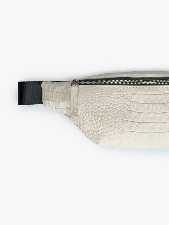 сумка поясная бежевая рептилия