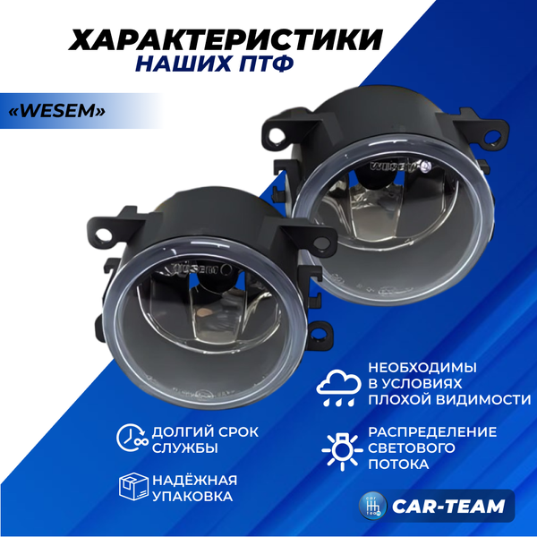 Противотуманные фары (ПТФ) "Wesem" на Лада Веста, X-Ray, Гранта FL, Нива Урбан, Рено (2шт)