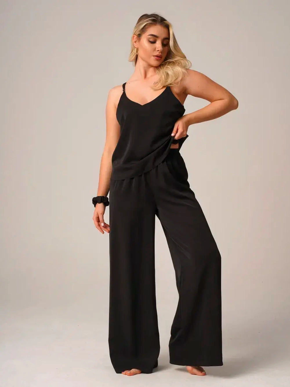 Пижама с брюками шелковая