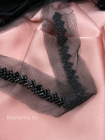 Тесьма черная бисер на сетке 1 см