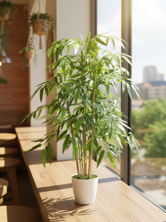 Искусственное Дерево Бамбук темно-зеленый 90см в кашпо