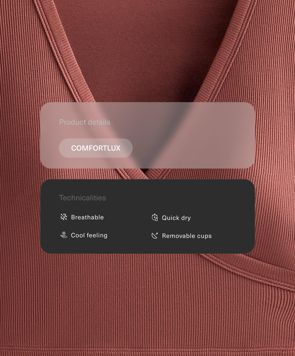 Oysho Топ Comfortlux с перекрестными деталями и длинными рукавами, линялый махагон