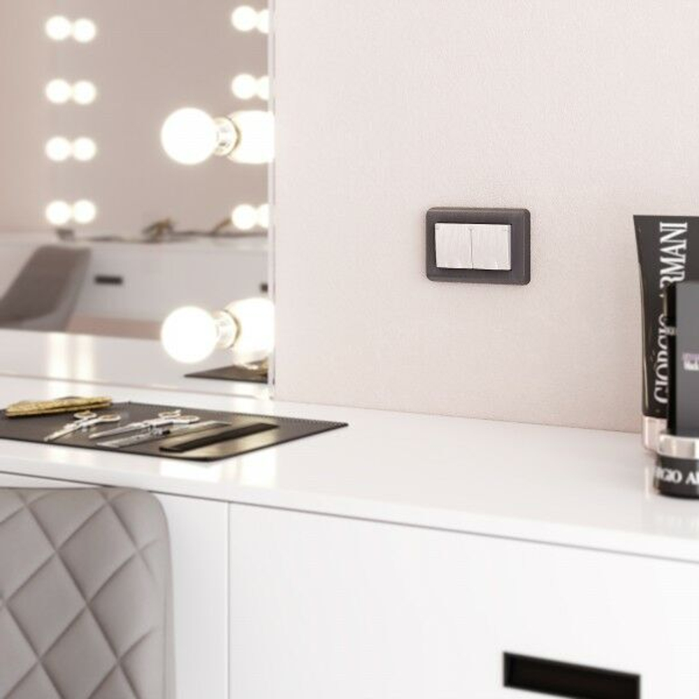 Рамка для двойной розетки Stream (графит)