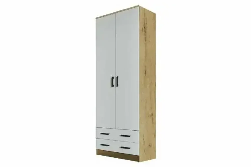 Шкаф Дуэт Дуб Вотан-Белый гладкий 800х2200х487 МФ Эра