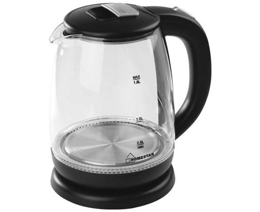 Чайник Homestar HS-1018 (1,8 л) стекло, пластик черный