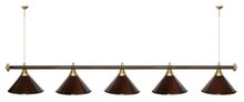 Лампа STARTBILLIARDS 5 пл. (плафоны зеленые матовые,штанга хром,фурнитура золото)