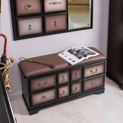 Банкетка Пандора 4 с обувницей Орех Оберджин Шоколад