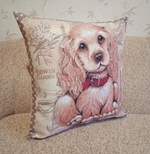 Декоративный гобеленовый чехол для интерьерной подушки Кокер Спаниель 47х47