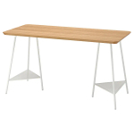 Письменный стол - IKEA ANFALLARE/TILLSLAG, 140х65 см, бамбук/белый, АНФАЛЛАРЕ/ТИЛЛЬСЛАГ ИКЕА