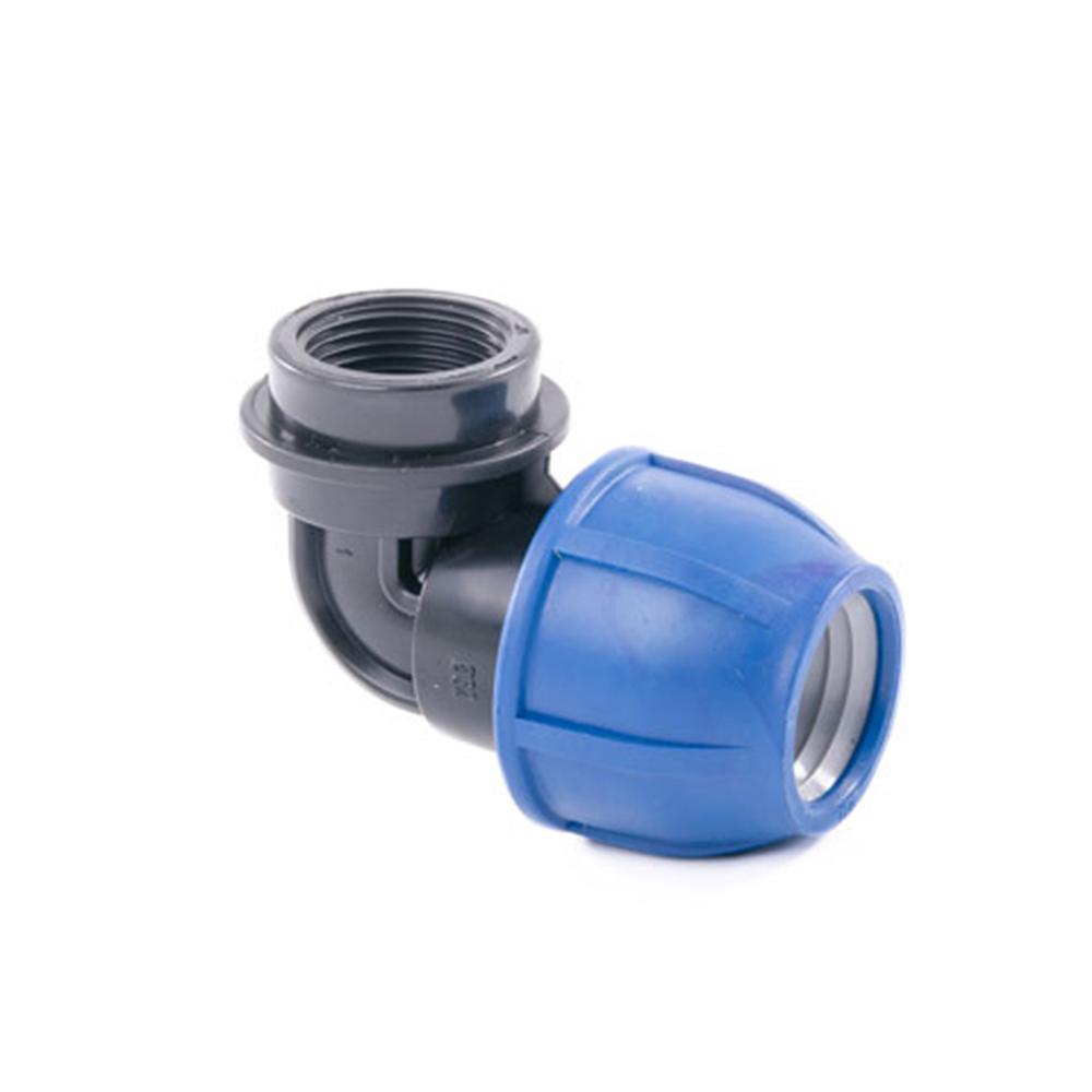 Отвод компрессионный для ПНД труб Lammin, внутренняя резьба, 20 x 3/4"