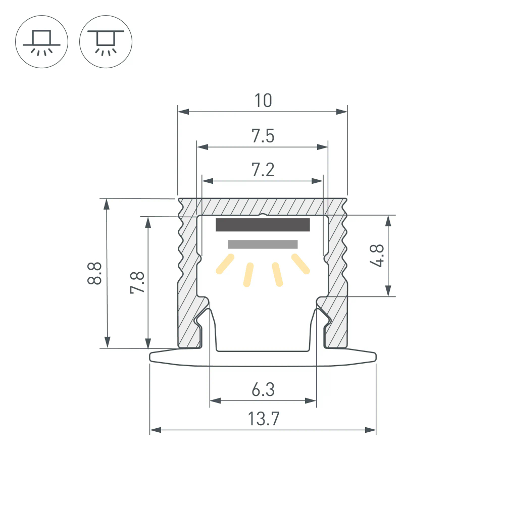 Профиль SL-MINI-10-3000 ANOD (Arlight, Алюминий) 064305