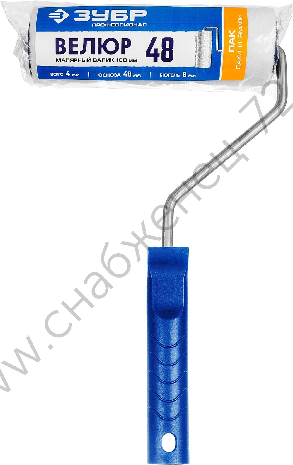 ЗУБР ВЕЛЮР 48х180 мм, 100% шерсть, Малярный валик с ручкой, ПРОФЕССИОНАЛ (03514-18)