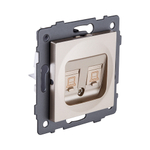 Розетка двойная Ethernet RJ45 Cat.6, золотой Kollinger REA-019GD для Aspekt, Eleganz, Reflex