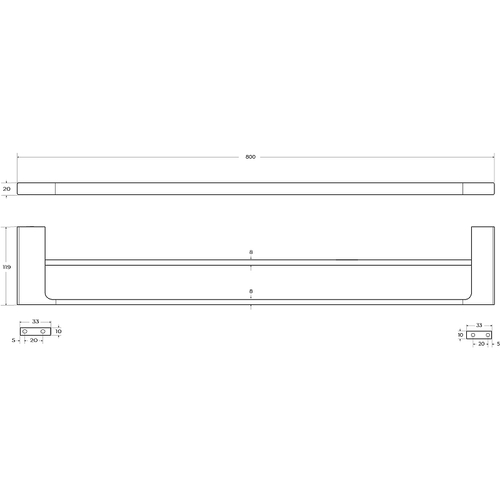 Полотенцедержатель Cezares Slider SLIDER-THD-80-01 двойной Хром