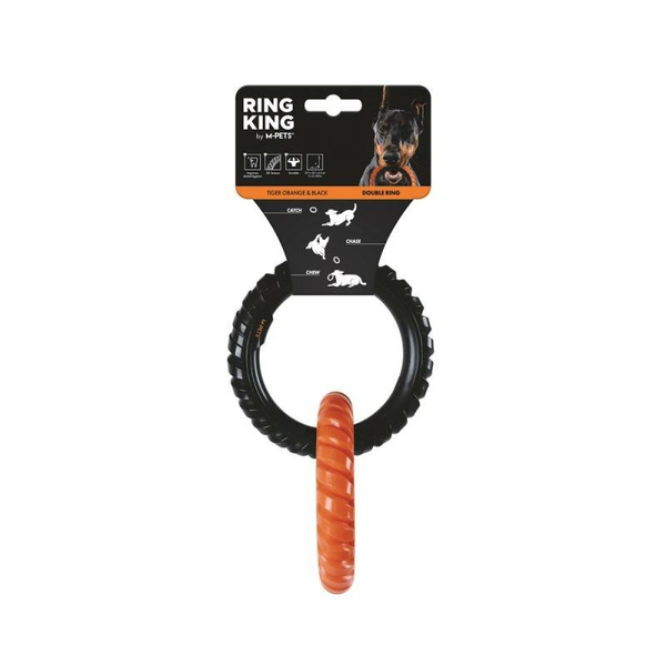 M-PETS Игрушка для собак кольцо RING KING двойное,  цвет черный/оранжевый
