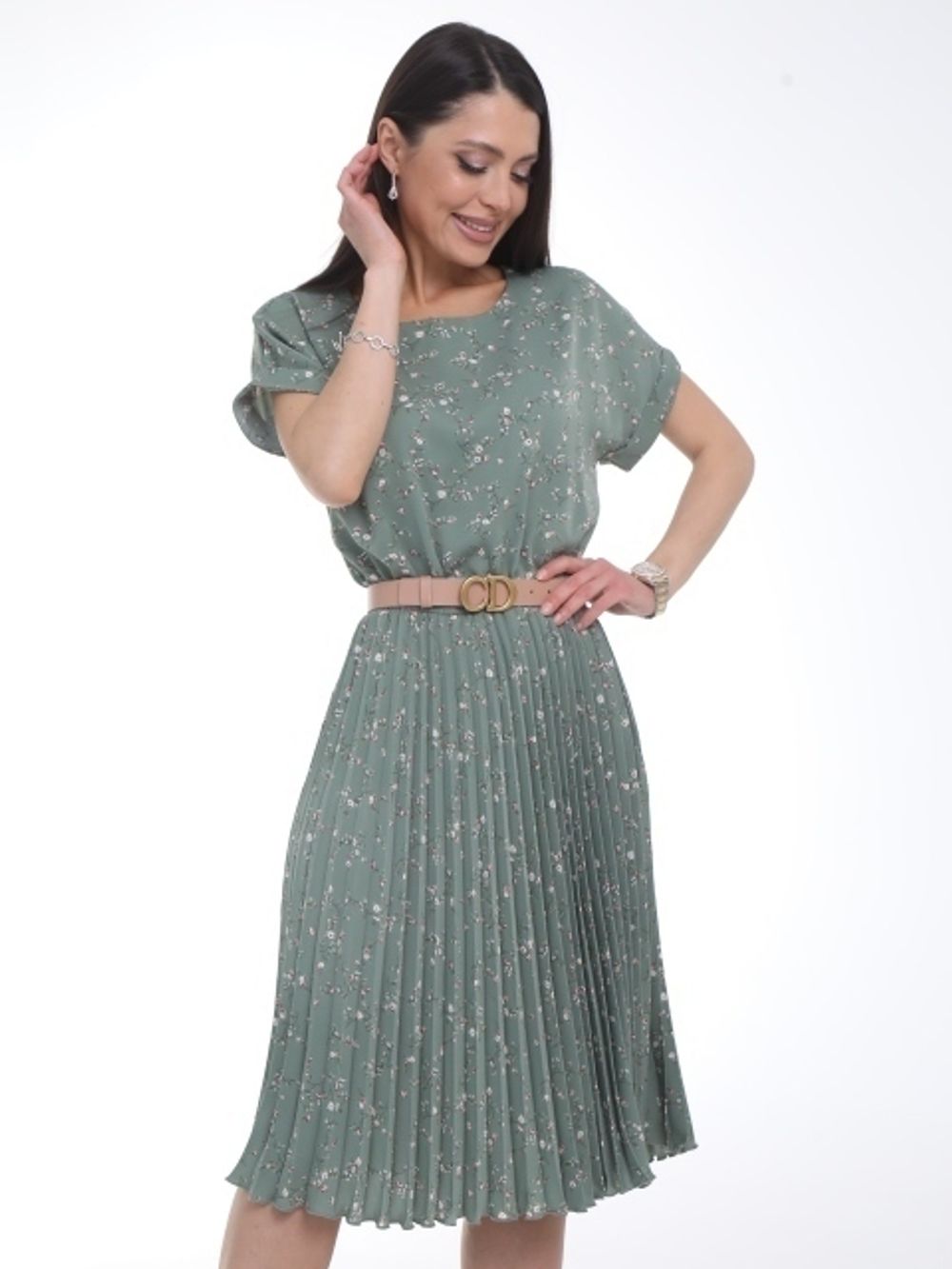 Платье Сабрина (гофре,оливка) Diolche (Акция)