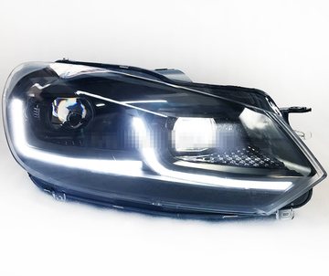 Передние фары Гольф 6 2008-2012 V13 Type ЧЕРНЫЕ ВНУТРИ [Комплект Л+П; FULL LED; яркие ходовые огни; динамичный поворотник; электрокорректор;]