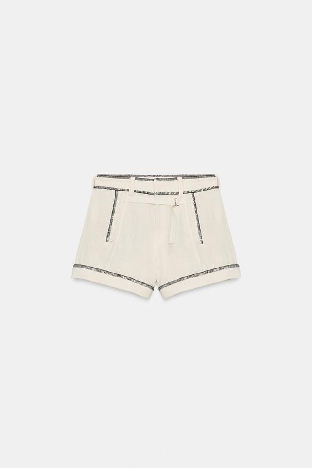 ZARA ШОРТЫ С ДЕКОРАТИВНОЙ СТРОЧКОЙ — ZW COLLECTION, ЭКРЮ