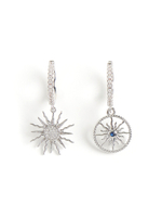 Серьги "Crystal Sun White" с перламутром Silver