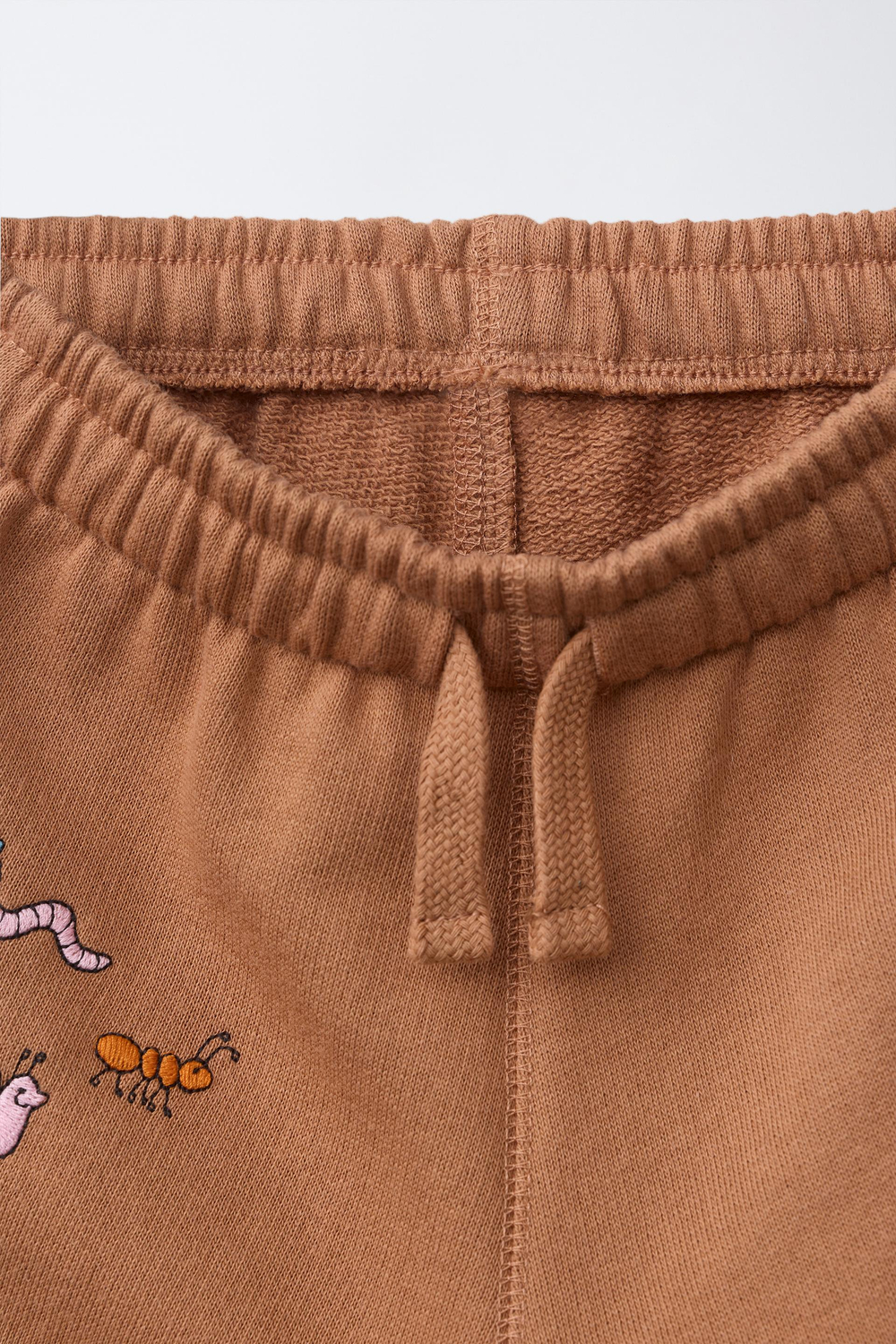 ZARA БРЮКИ ИЗ МЯГКОЙ ТКАНИ С ВЫШИВКОЙ, КОРИЧНЕВЫЙ