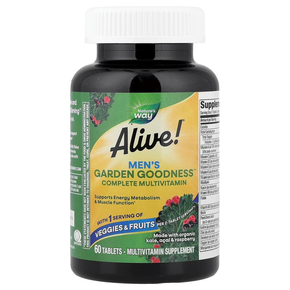 Nature's Way, Alive!® Garden Goodness™, мультивитаминный комплекс для мужчин, 60 таблеток