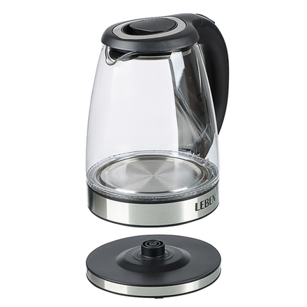 LEBEN Чайник электрический 1,8л стекло, черный