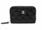 Кошелек для карт и монет женский Chanel на молнии черный