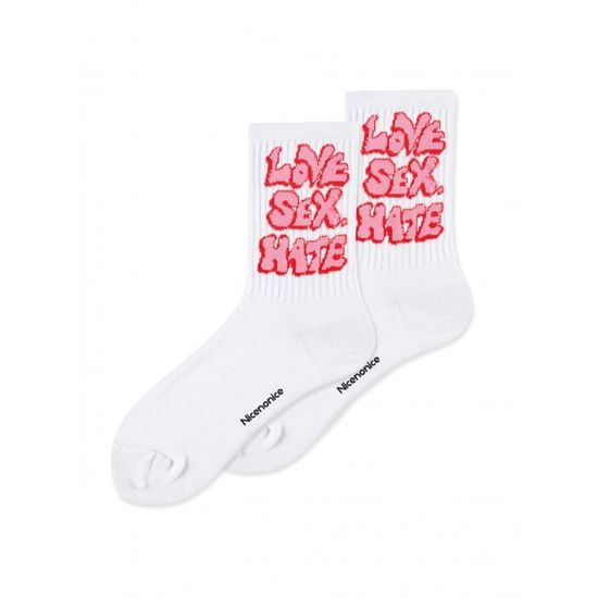 Носки Nicenonice "LOVE SEX HATE" (41-45, Белый)