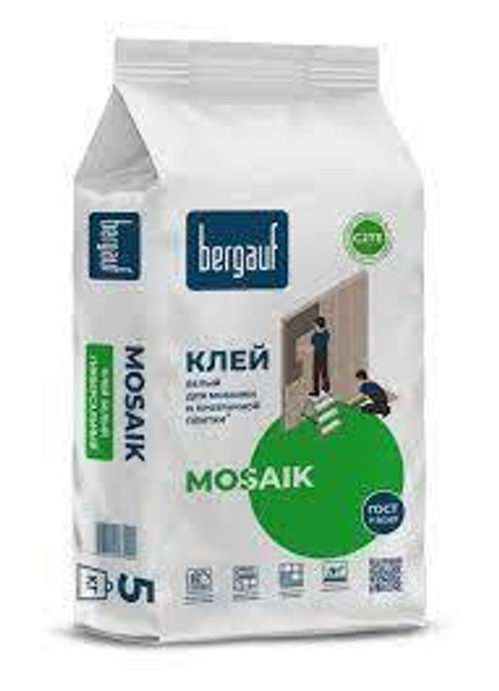 Bergauf Mosaik 5 кг клей белый для мозайки и проз. плитки (6/108)