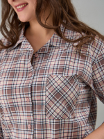 Рубашка Р-001/бежевая-клетка