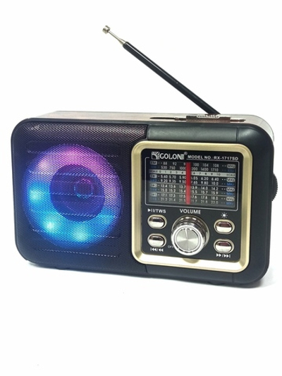 Радиоприемник GOLONE RX-1717SD, TWS, BT, TF/USB/FM/AM/SW-3 Bands, Solar panel, RGB, Ант. (MRNW/UN) AC/DC, AUX, 3.5 mm