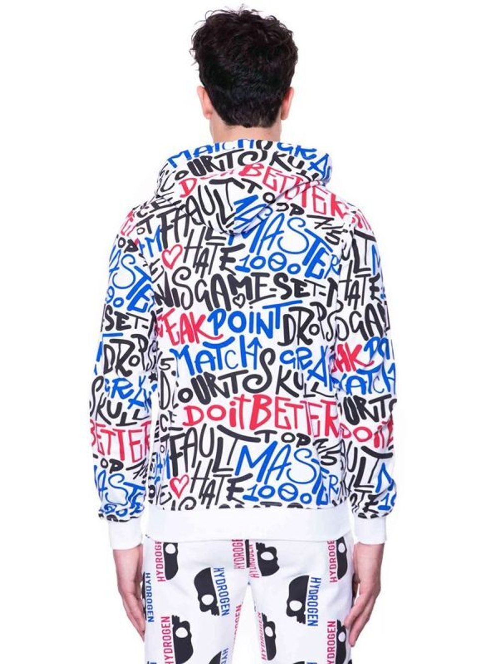 Мужская теннисная кофта Hydrogen Graffiti FZ Hoodie Man - white