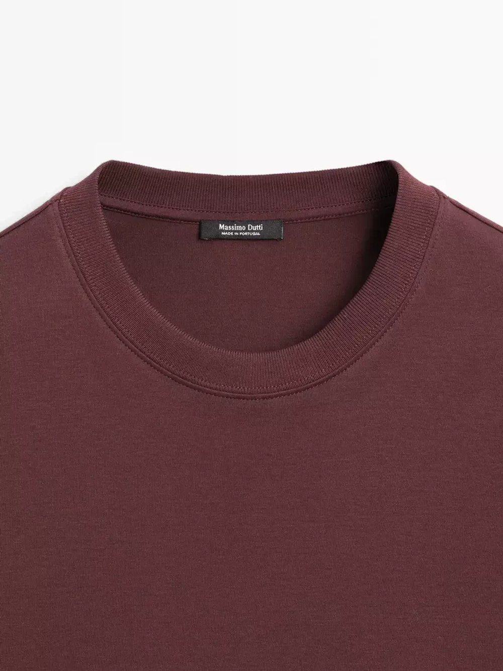 Massimo Dutti Футболка с коротким рукавом из 100% хлопка, бургунди