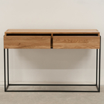 Туалетный столик консоль G+K с 2 ящиками из массива дикого дуба в стиле лофт