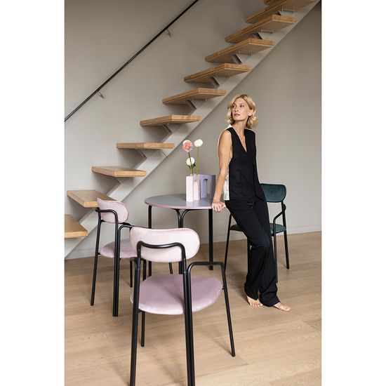 Набор из 2 стульев ror, round, велюр, черный/розовый
