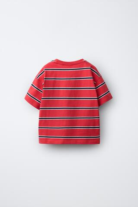 ZARA ФУТБОЛКА В ПОЛОСКУ, КРАСНЫЙ/ЧЕРНЫЙ