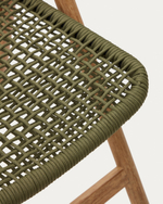 Складной стул Dandara из массива акации со стальной конструкцией и зеленым шнуром