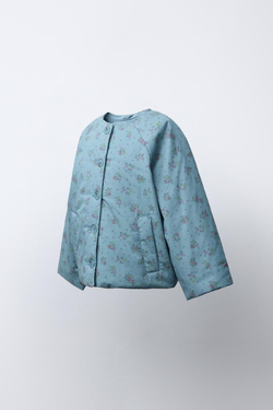 ZARA ЖАКЕТ С ЦВЕТОЧНЫМ ПРИНТОМ, СИНЕВАТЫЙ