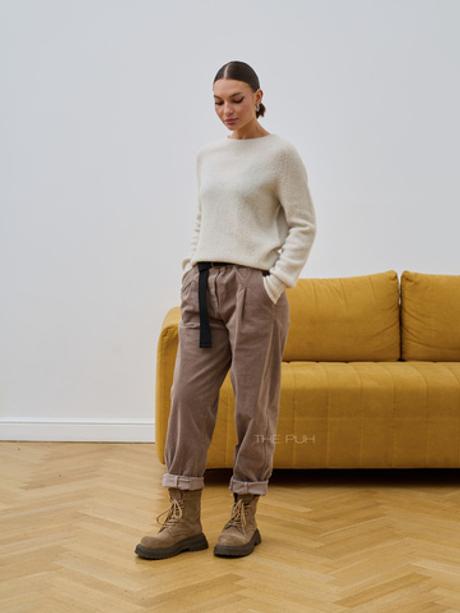 Бежевые вельветовые брюки