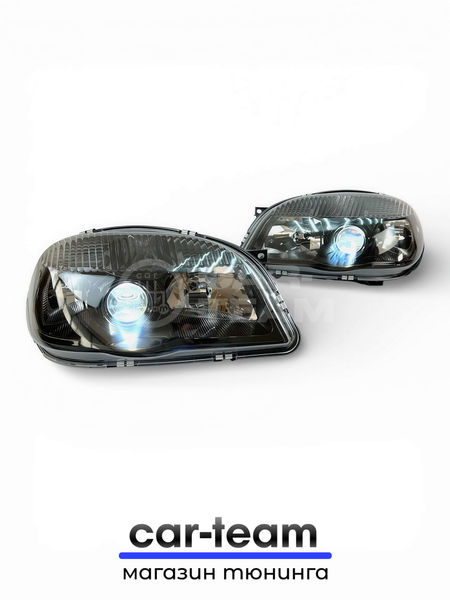 Фара на Шевроле Нива 2123 передние нового образца с Bi LED модулями 3.0 дюйма, черная маска лакированная