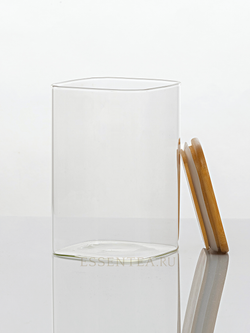 Банка стеклянная "Бриндл" с бамбуковой крышкой 800 мл