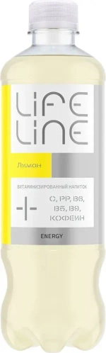 Напиток LifeLine с витаминами, Energy, лимон, без газа 0,5 л