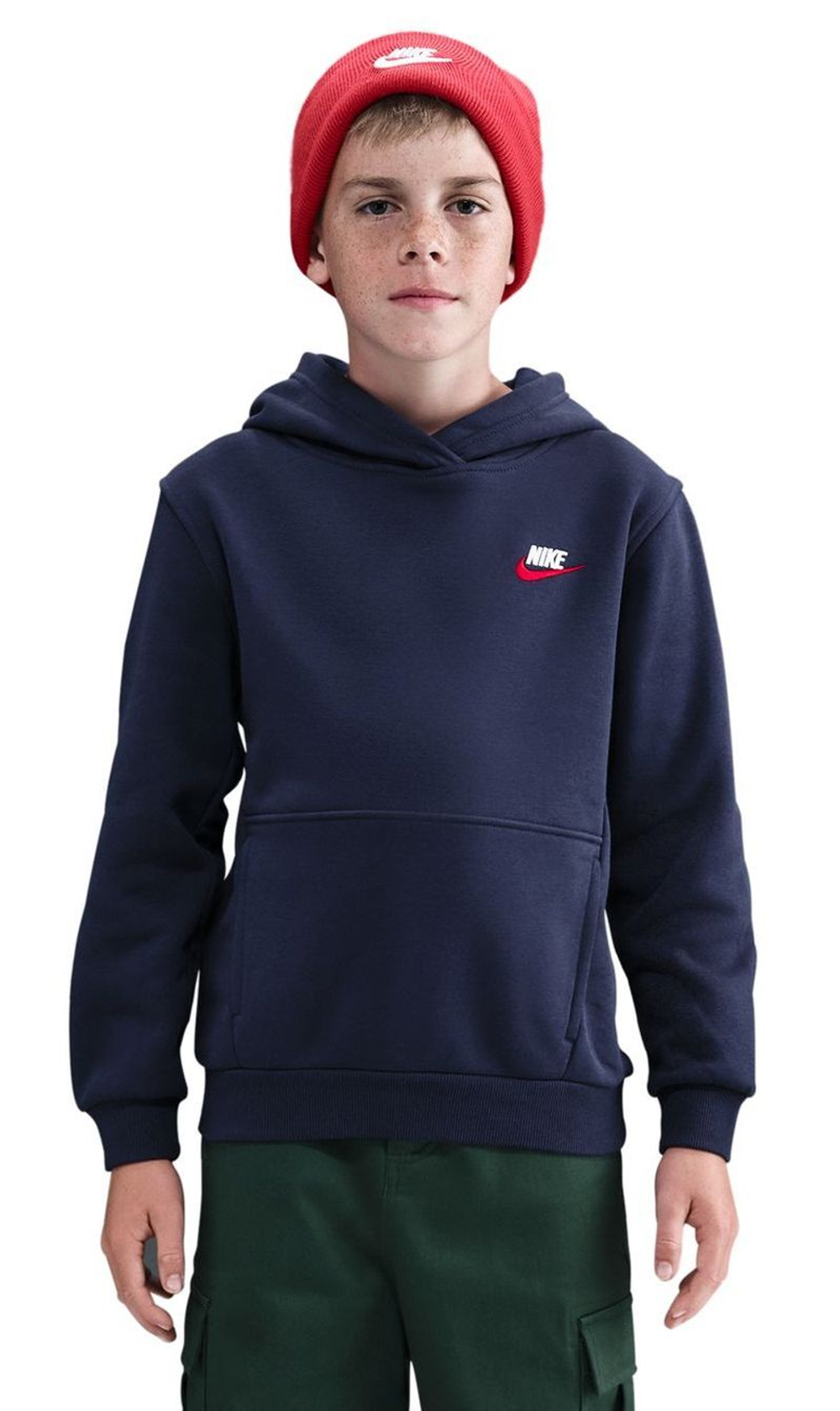 Кофта для мальчика теннисная Nike Kids Sportswear Club Fleece Pullover - midnight navy/university red/white
