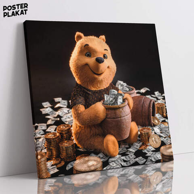 Картина для интерьера Винни Пух / Winnie-the-Pooh на холсте, персонаж мультфильма, холст с печатью на подрамнике, на стену, Постер Плакат