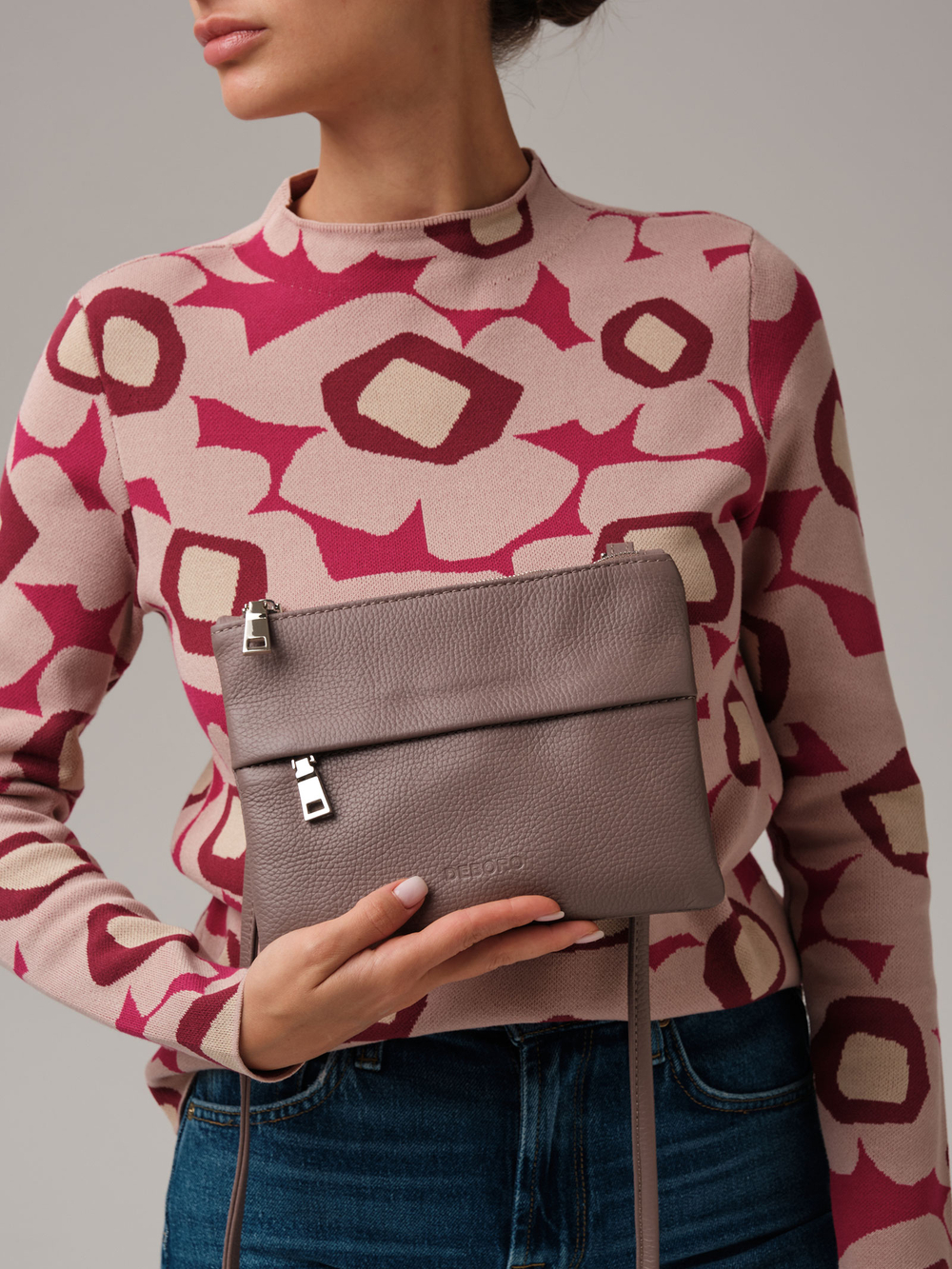 Сумка кросс-боди Deboro 3017 розово-серый