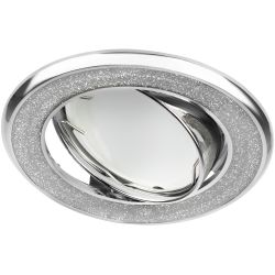 Светильник встраиваемый декоративный ЭРА DK18 CH/SH SL под лампу MR16 GU5.3 декор серебряный блеск/хром