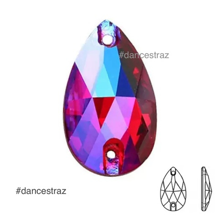 Стразы пришивные, Teardrop, Light Siam SI, 227SI, 13*22mm, (144 ea/pkg), 5A+best, (F2)