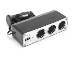 Разветвитель прикуривателя KSU-206 (3 гнезда, 1 USB 0.5А) KING KSU-206