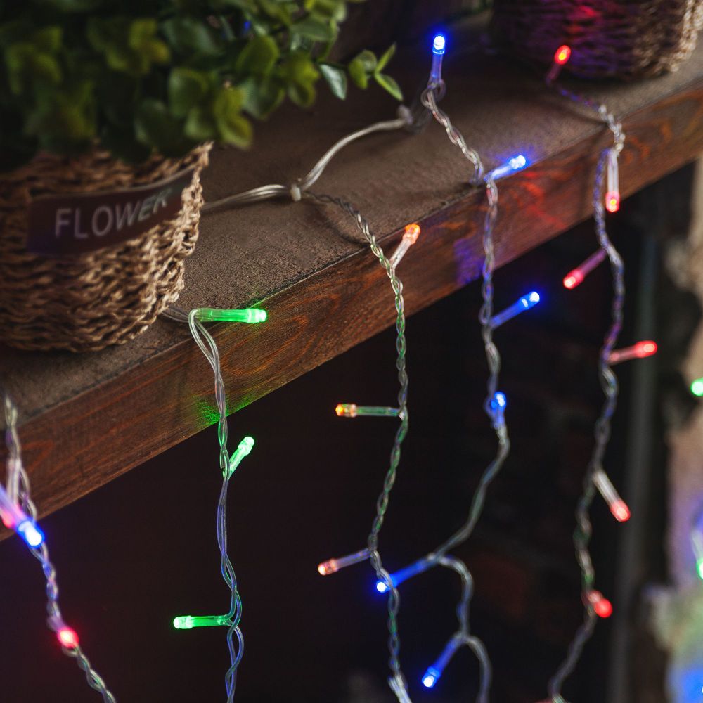 ULD-B3010-200-DTA MULTI IP20 Бахрома светодиодная с контроллером. 3 м. 200 светодиодов. Разноцветный свет. Провод прозрачный. TM Uniel.